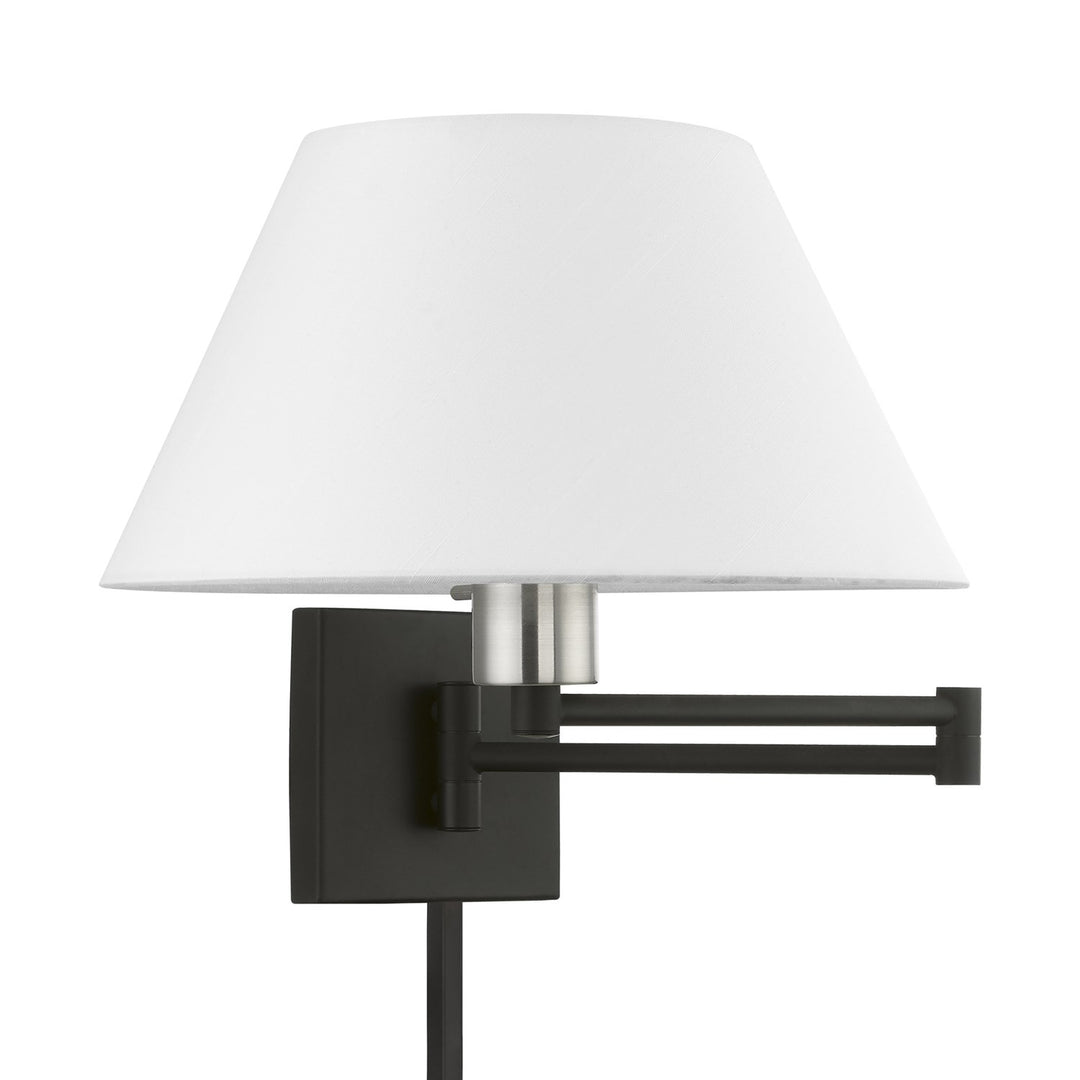 1 Light Black With Brushed Nickel Accent Swing Arm Wall Lamp