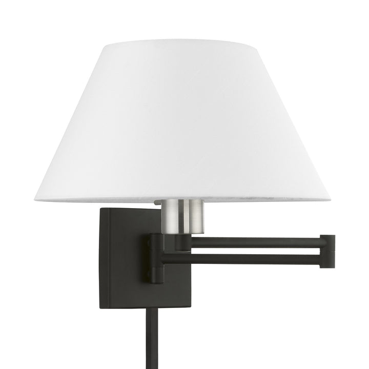 1 Light Black With Brushed Nickel Accent Swing Arm Wall Lamp