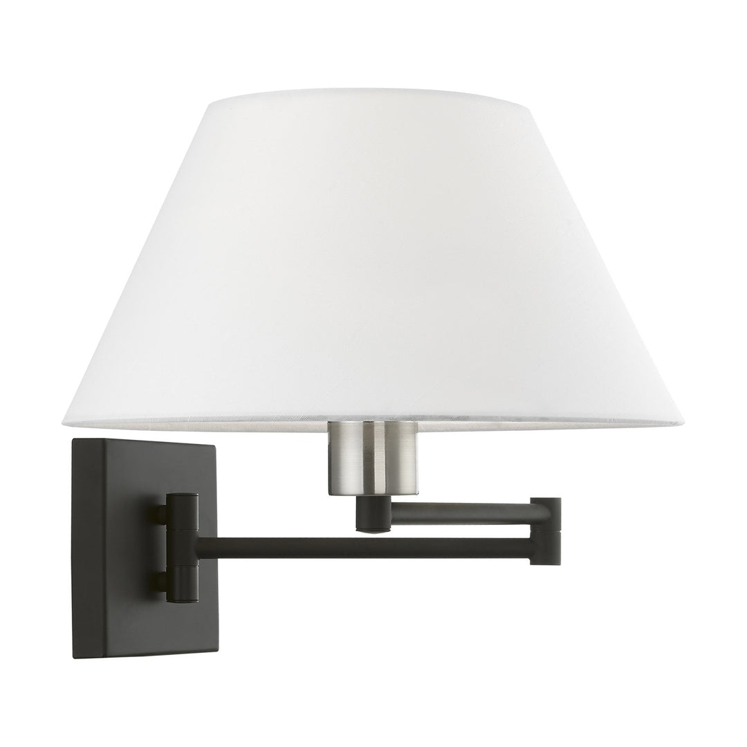 1 Light Black With Brushed Nickel Accent Swing Arm Wall Lamp