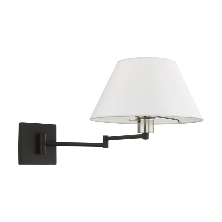 1 Light Black With Brushed Nickel Accent Swing Arm Wall Lamp