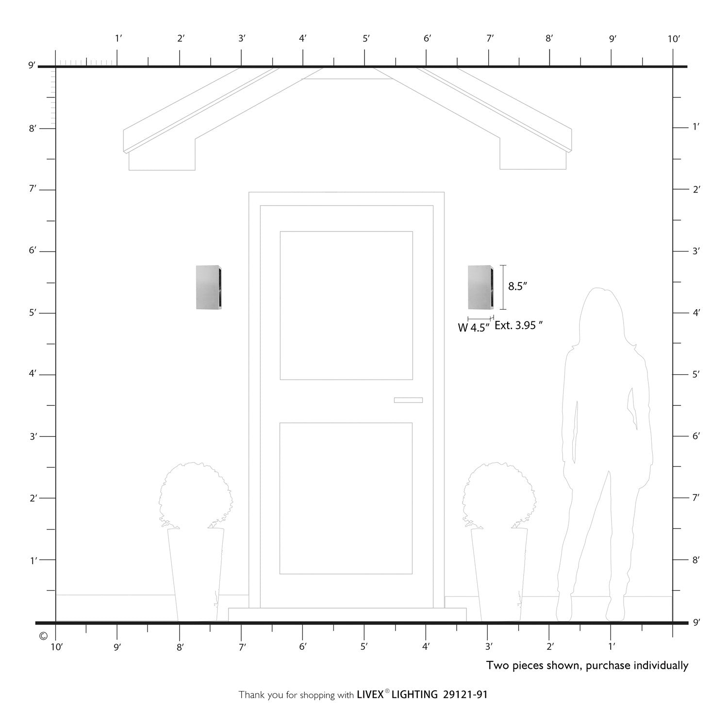 1 Light Brushed Nickel Outdoor Ada Small Sconce
