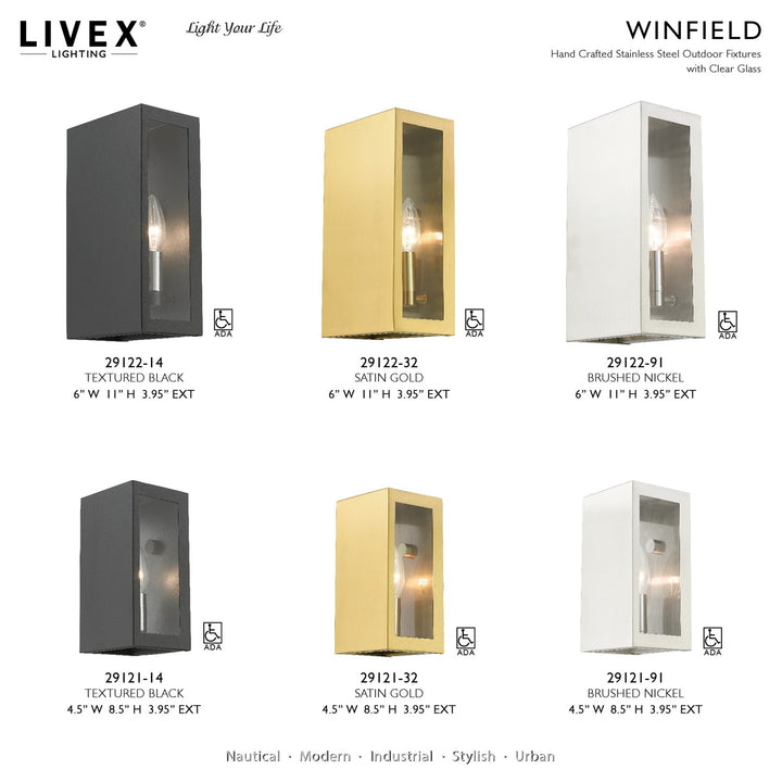 1 Light Brushed Nickel Outdoor Ada Small Sconce