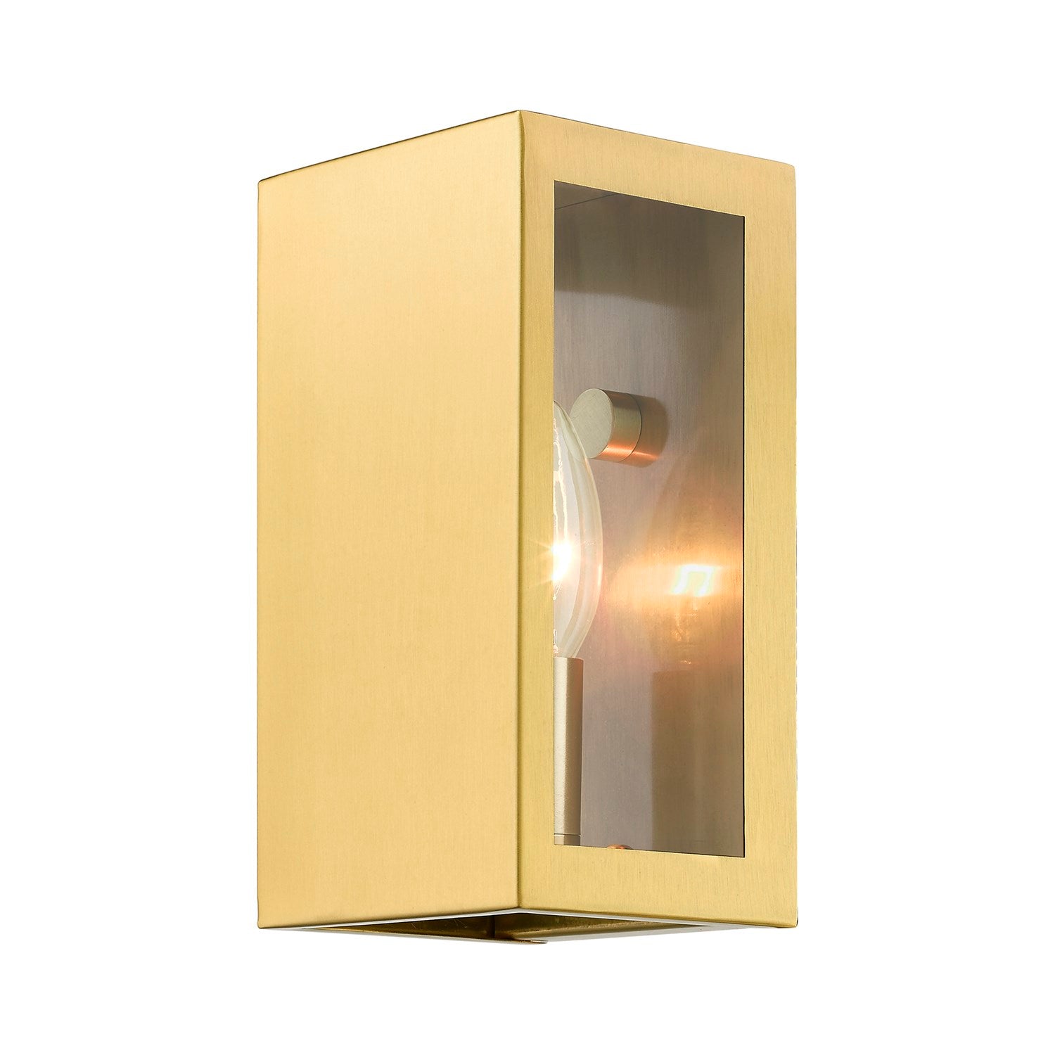 1 Light Satin Gold Outdoor Ada Small Sconce by Livex Lighting