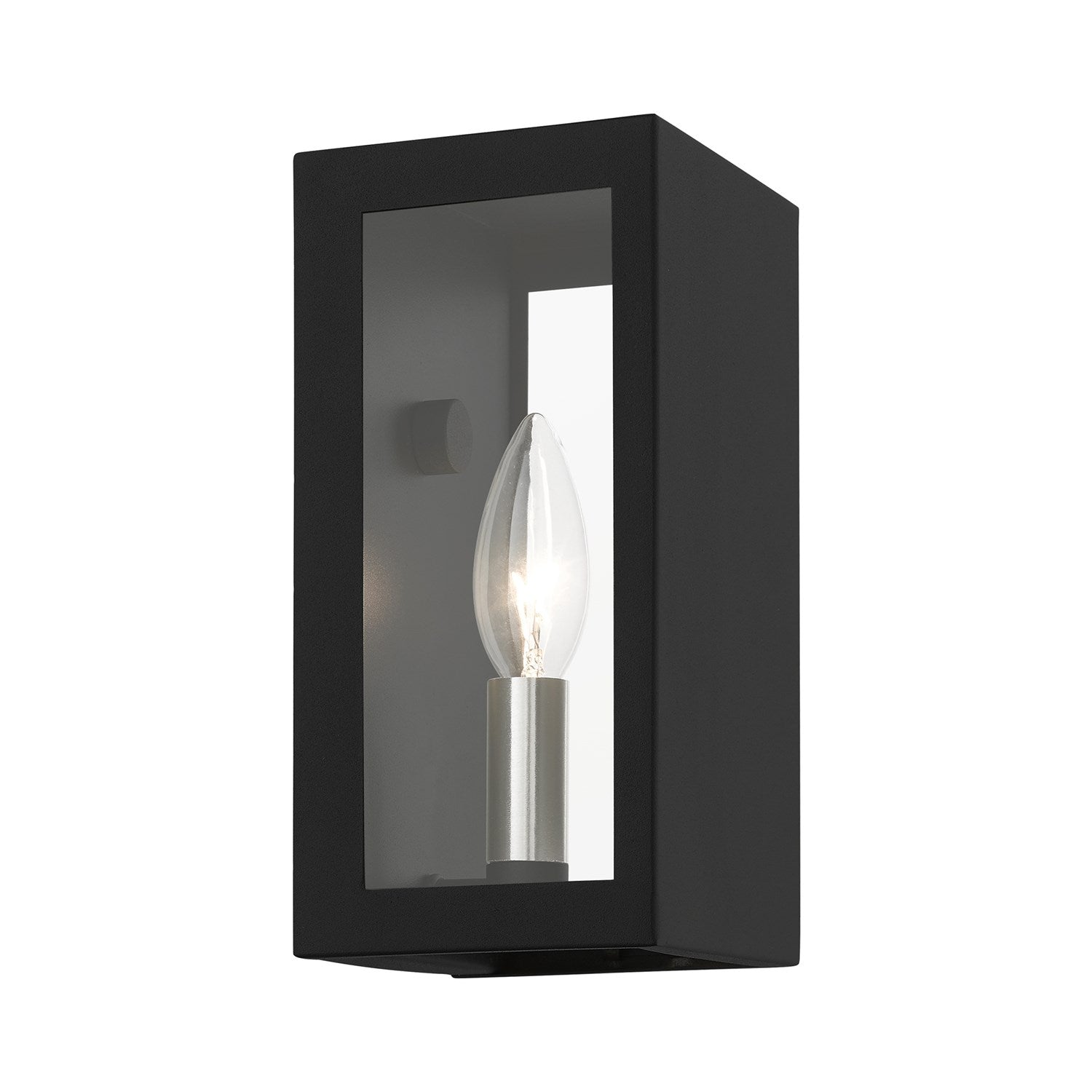 1 Light Textured Black With Brushed Nickel Candles Outdoor Ada Small Sconce