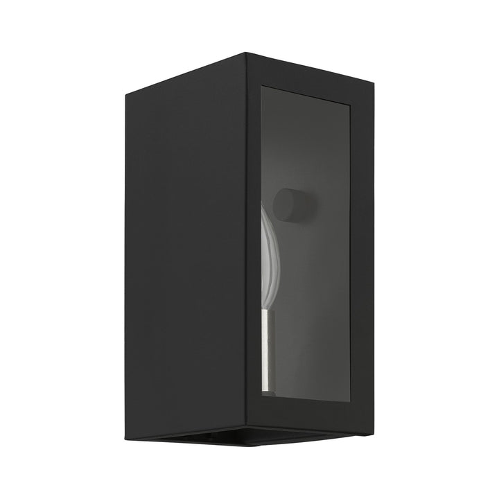 1 Light Textured Black With Brushed Nickel Candles Outdoor Ada Small Sconce