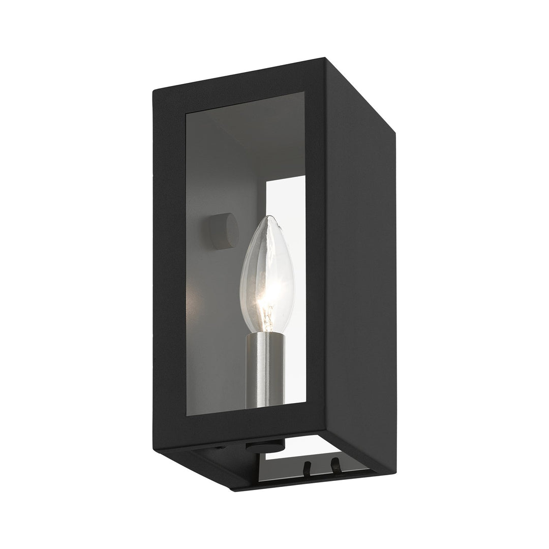 1 Light Textured Black With Brushed Nickel Candles Outdoor Ada Small Sconce