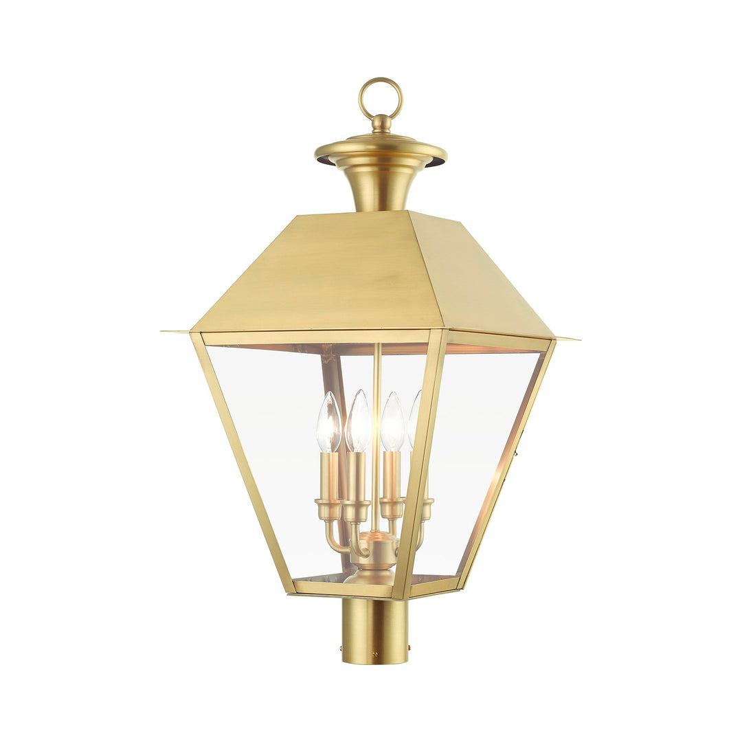 4 Light Natural Brass Outdoor Extra Large Post Top Lantern by Livex Lighting