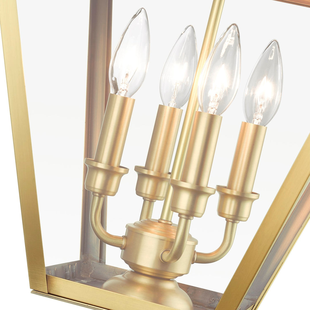 4 Light Natural Brass Outdoor Extra Large Post Top Lantern