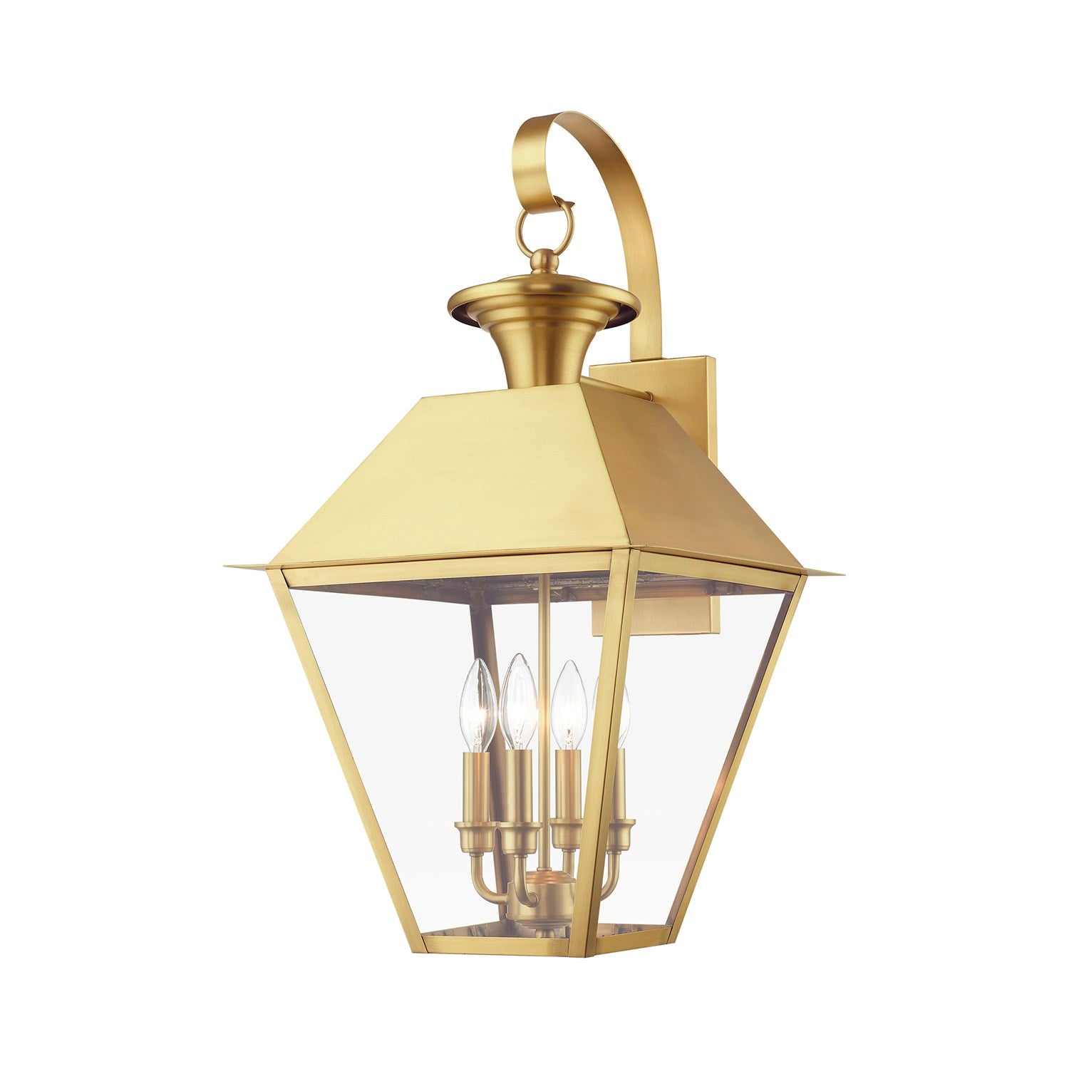 4 Light Natural Brass Outdoor Extra Large Wall Lantern by Livex Lighting