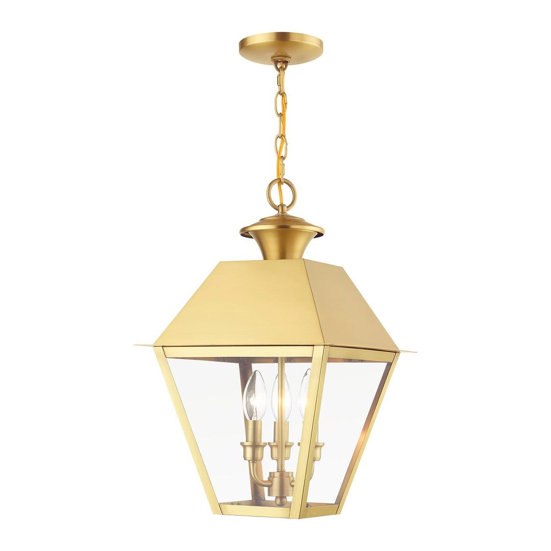 3 Light Natural Brass Outdoor Large Pendant Lantern by Livex Lighting