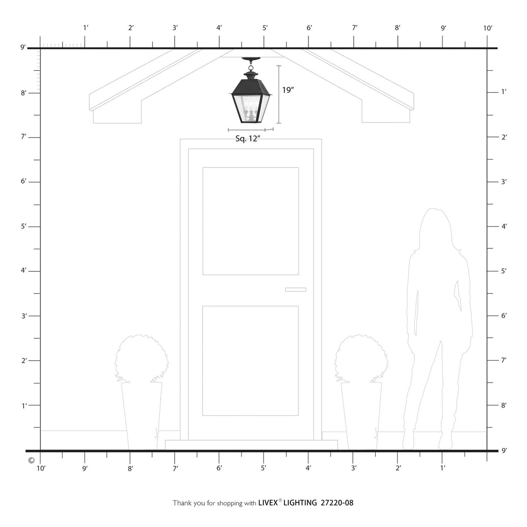 3 Light Natural Brass Outdoor Large Pendant Lantern
