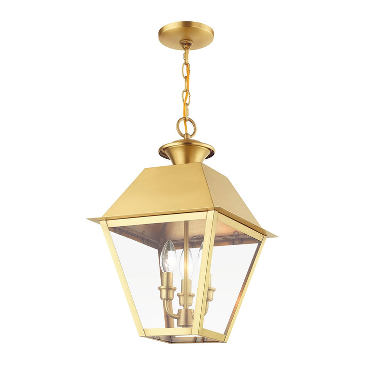 3 Light Natural Brass Outdoor Large Pendant Lantern