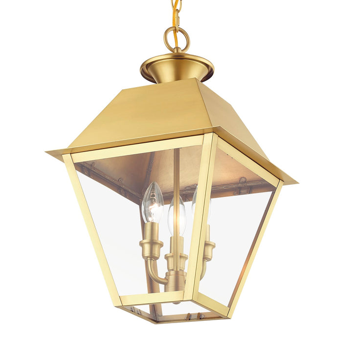 3 Light Natural Brass Outdoor Large Pendant Lantern