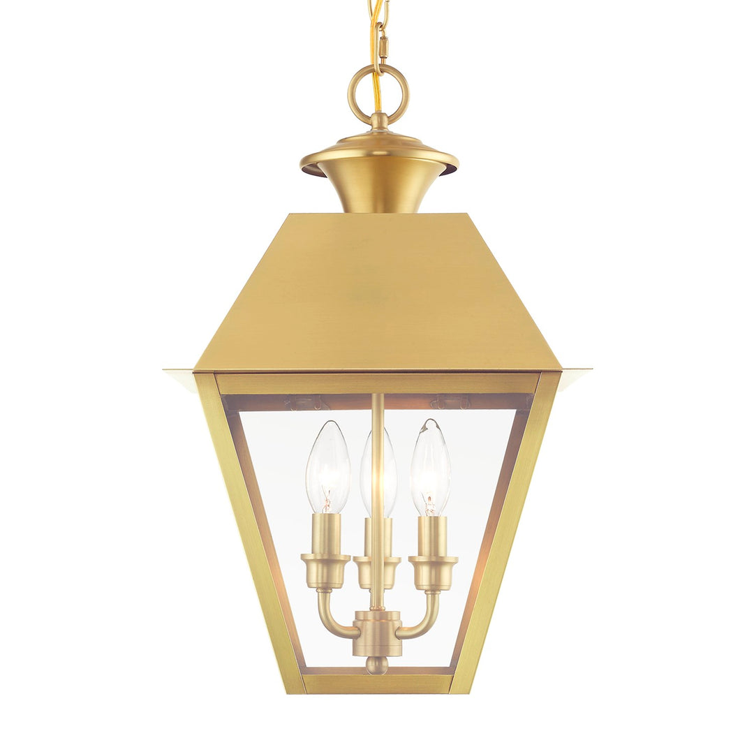 3 Light Natural Brass Outdoor Large Pendant Lantern