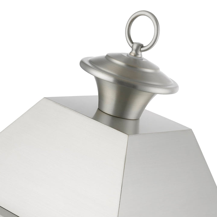3 Light Brushed Nickel Outdoor Large Post Top Lantern