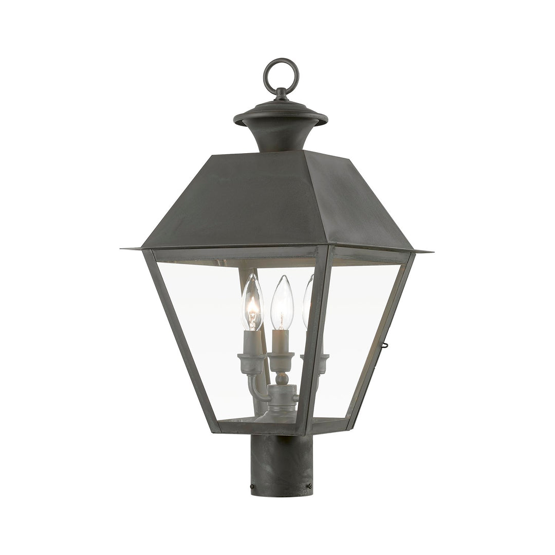 3 Light Charcoal Outdoor Large Post Top Lantern by Livex Lighting