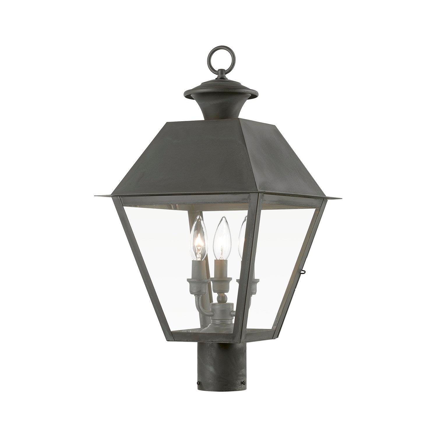 3 Light Charcoal Outdoor Large Post Top Lantern by Livex Lighting