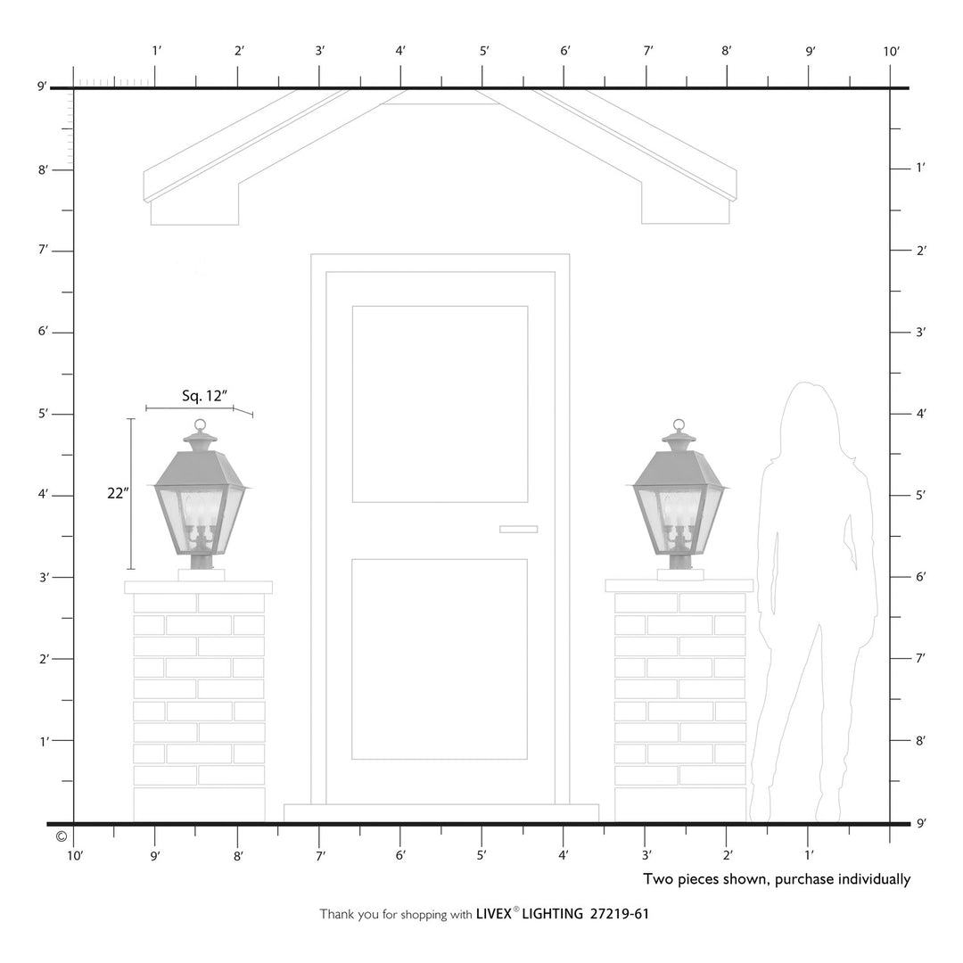 3 Light Charcoal Outdoor Large Post Top Lantern