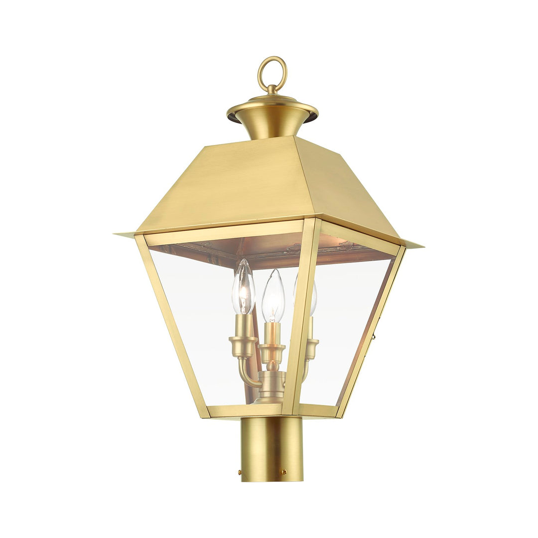 3 Light Natural Brass Outdoor Large Post Top Lantern