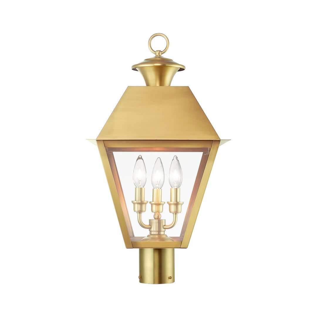 3 Light Natural Brass Outdoor Large Post Top Lantern