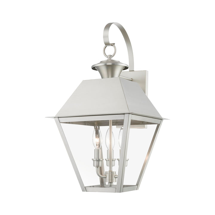 3 Light Brushed Nickel Outdoor Large Wall Lantern by Livex Lighting