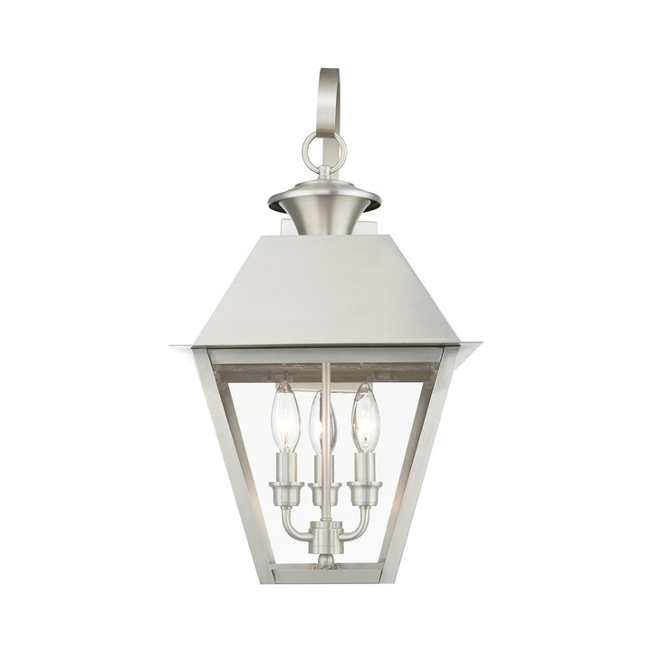 3 Light Brushed Nickel Outdoor Large Wall Lantern