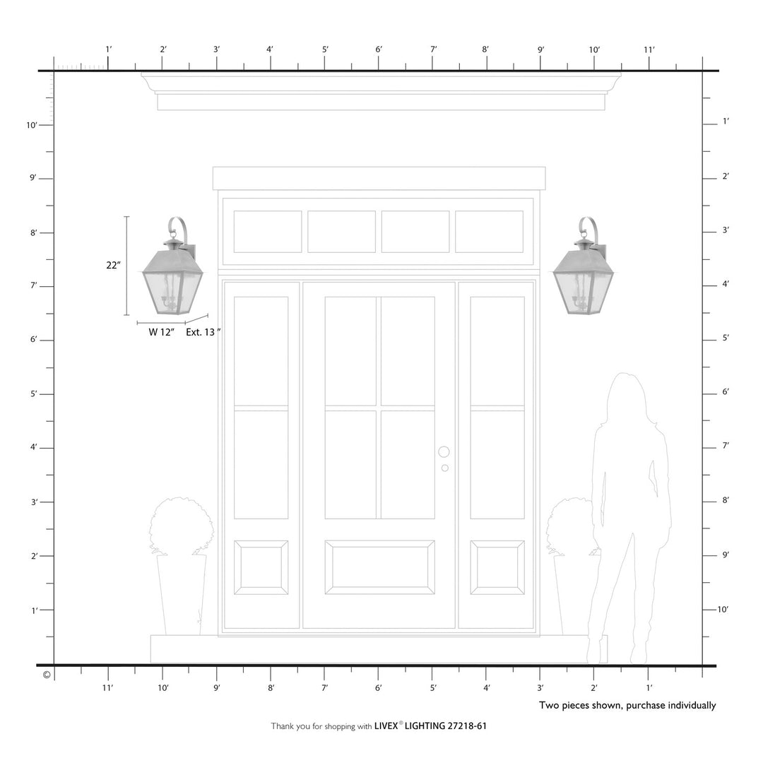 3 Light Charcoal Outdoor Large Wall Lantern
