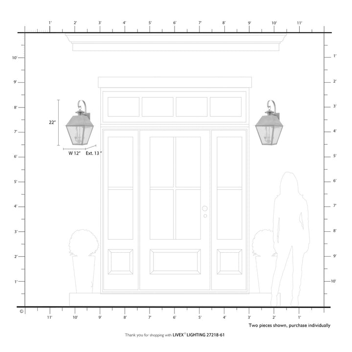 3 Light Charcoal Outdoor Large Wall Lantern