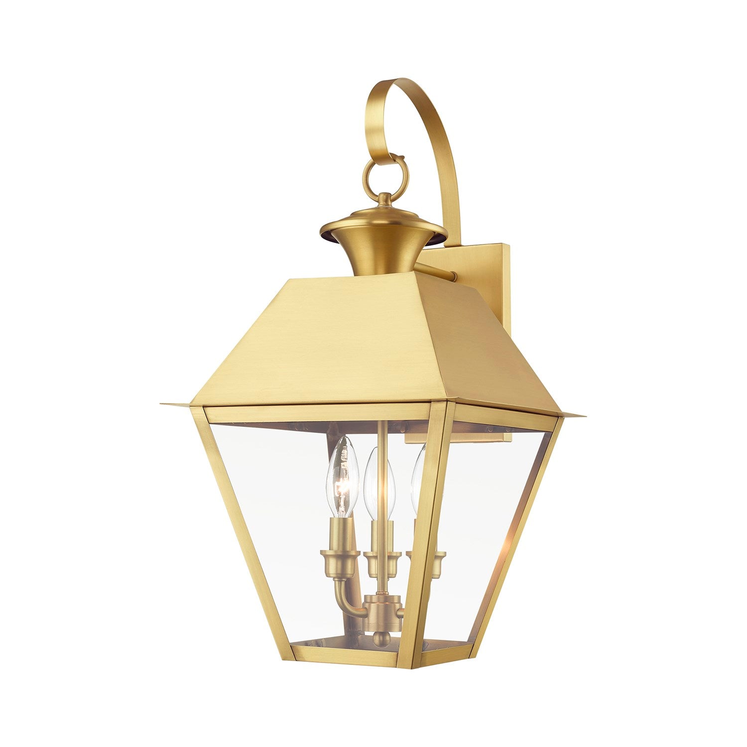 3 Light Natural Brass Outdoor Large Wall Lantern by Livex Lighting