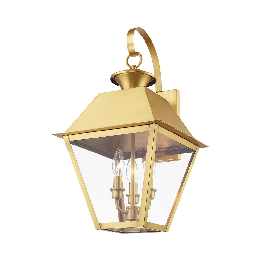 3 Light Natural Brass Outdoor Large Wall Lantern