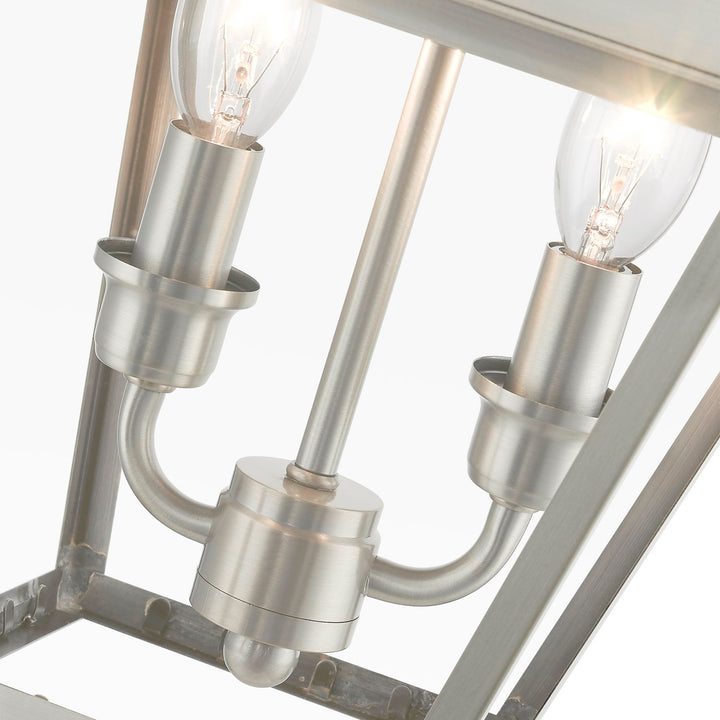 2 Light Brushed Nickel Outdoor Medium Pendant Lantern
