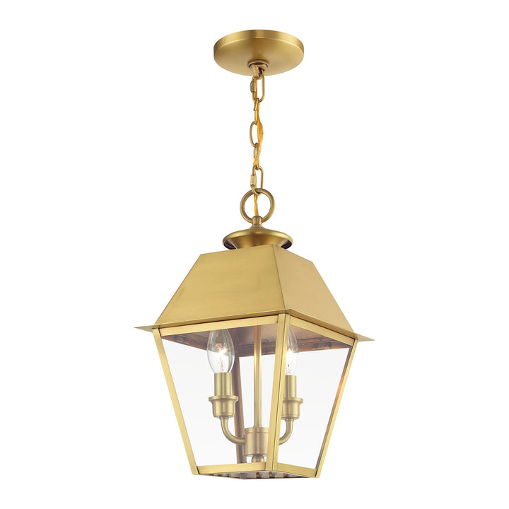 2 Light Natural Brass Outdoor Medium Pendant Lantern