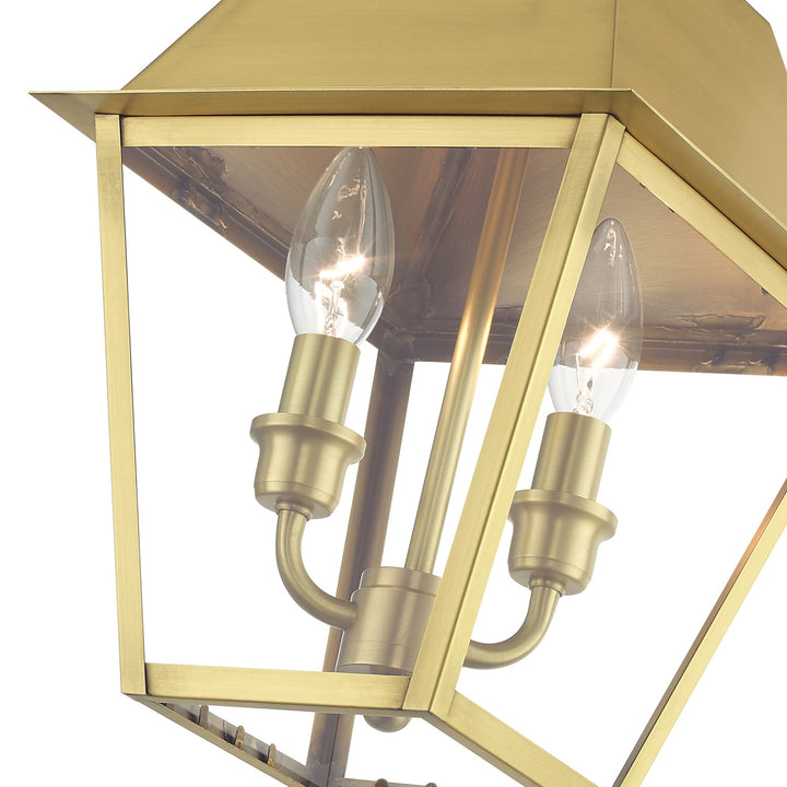 2 Light Natural Brass Outdoor Medium Pendant Lantern