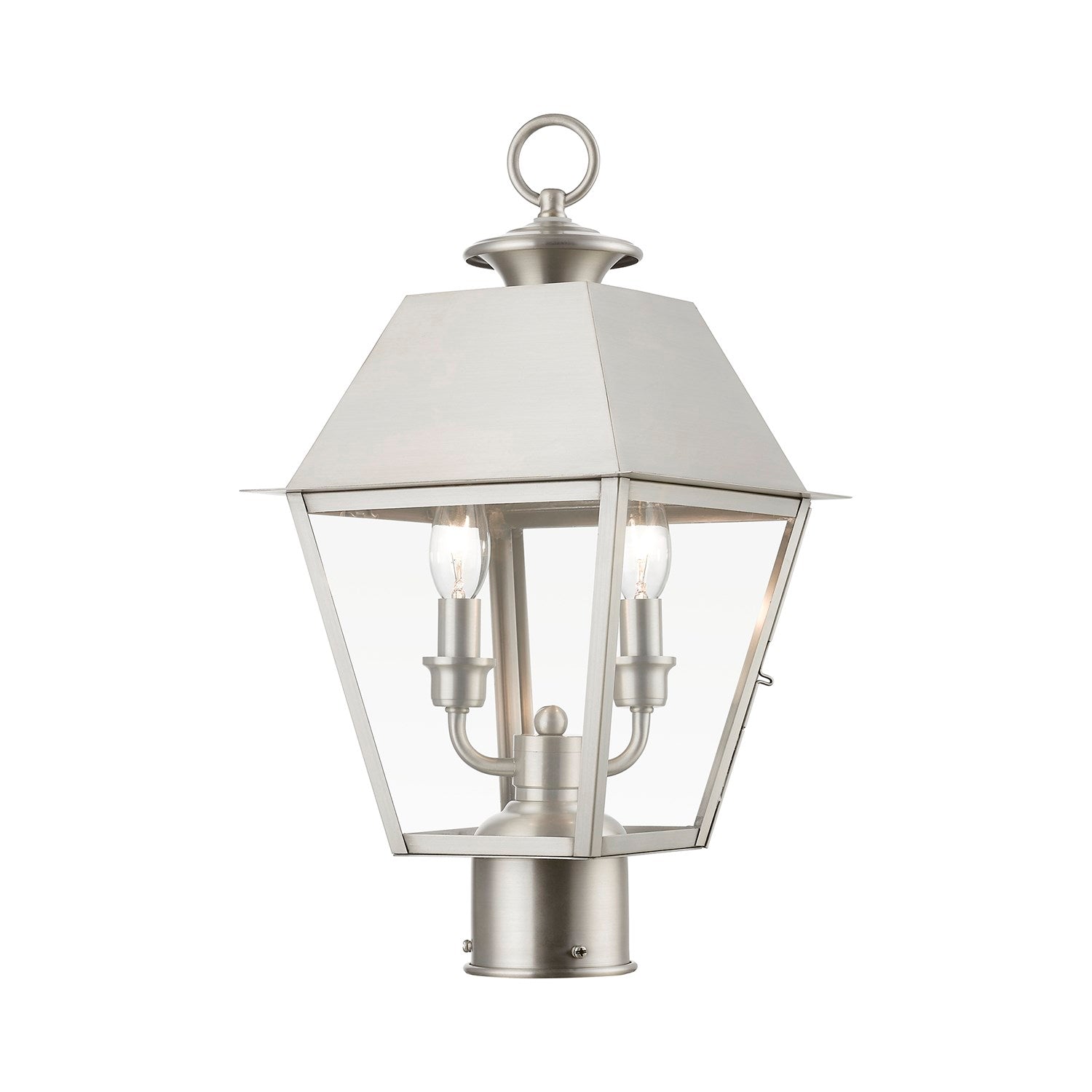 2 Light Brushed Nickel Outdoor Medium Post Top Lantern by Livex Lighting