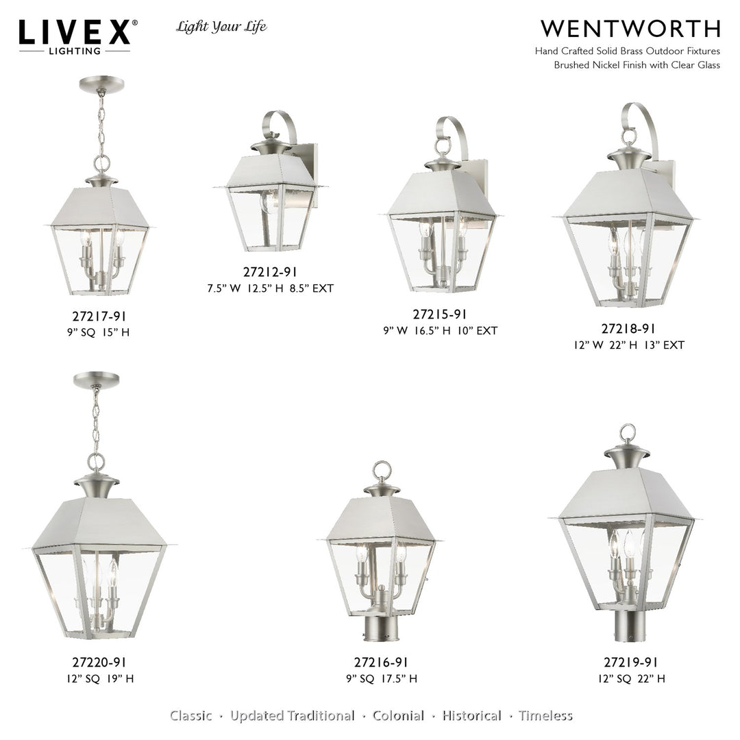 2 Light Brushed Nickel Outdoor Medium Post Top Lantern