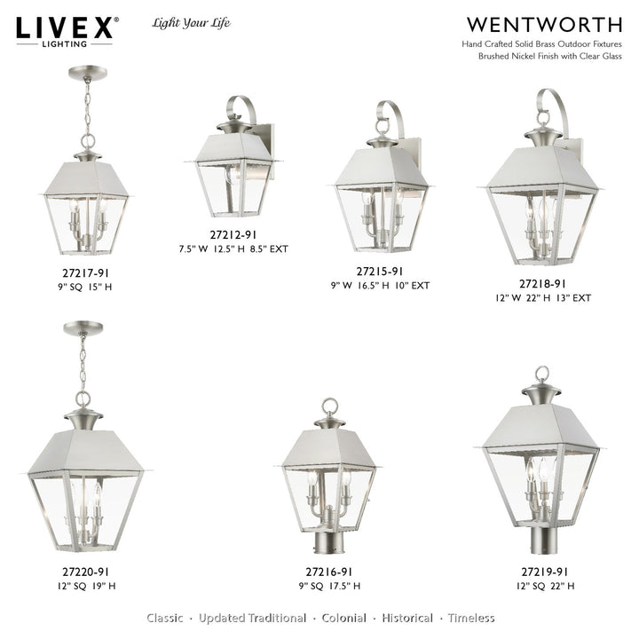 2 Light Brushed Nickel Outdoor Medium Post Top Lantern