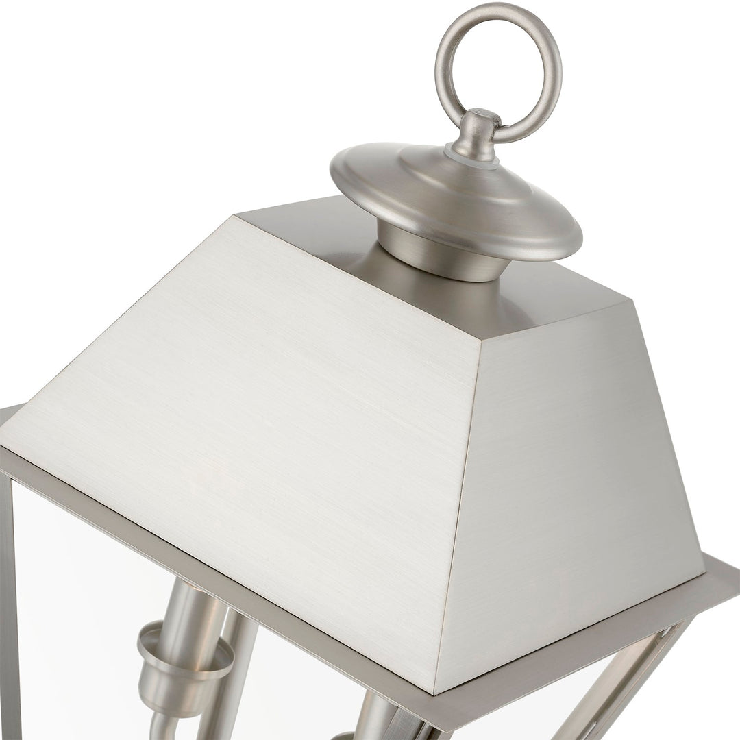 2 Light Brushed Nickel Outdoor Medium Post Top Lantern