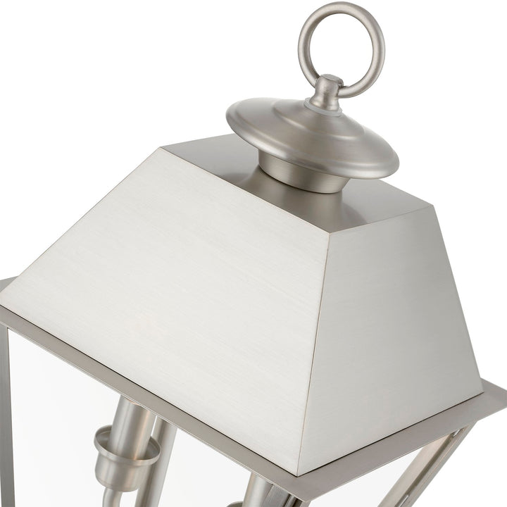2 Light Brushed Nickel Outdoor Medium Post Top Lantern