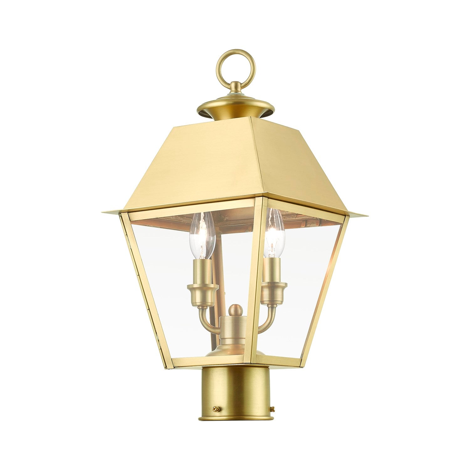 2 Light Natural Brass Outdoor Medium Post Top Lantern