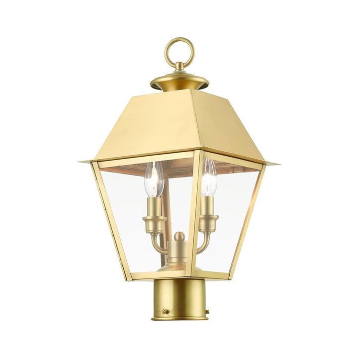 2 Light Natural Brass Outdoor Medium Post Top Lantern