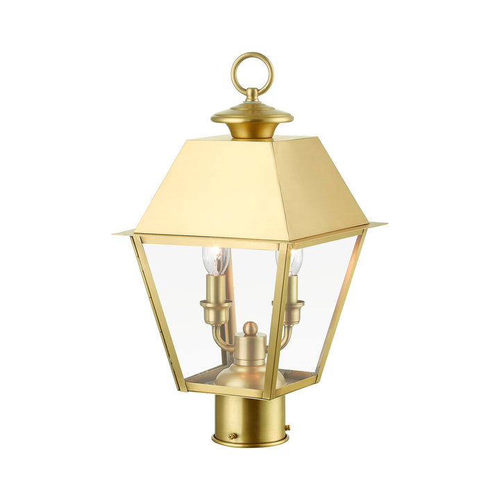 2 Light Natural Brass Outdoor Medium Post Top Lantern