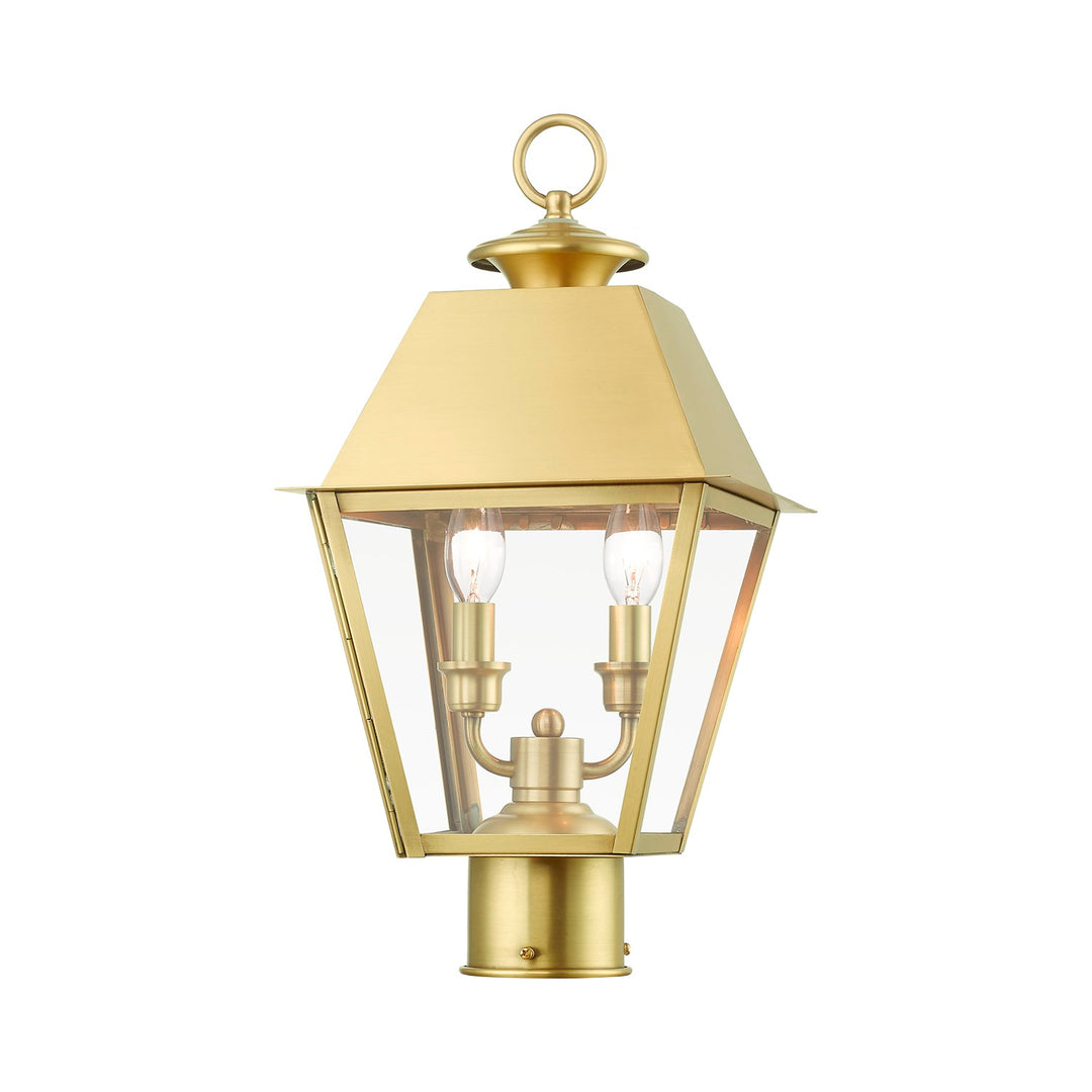 2 Light Natural Brass Outdoor Medium Post Top Lantern
