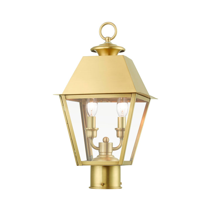 2 Light Natural Brass Outdoor Medium Post Top Lantern
