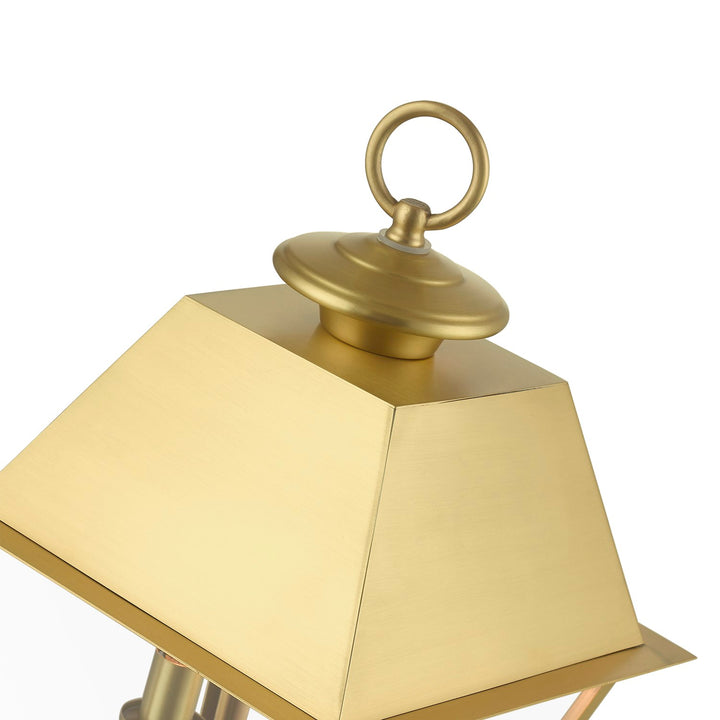 2 Light Natural Brass Outdoor Medium Post Top Lantern