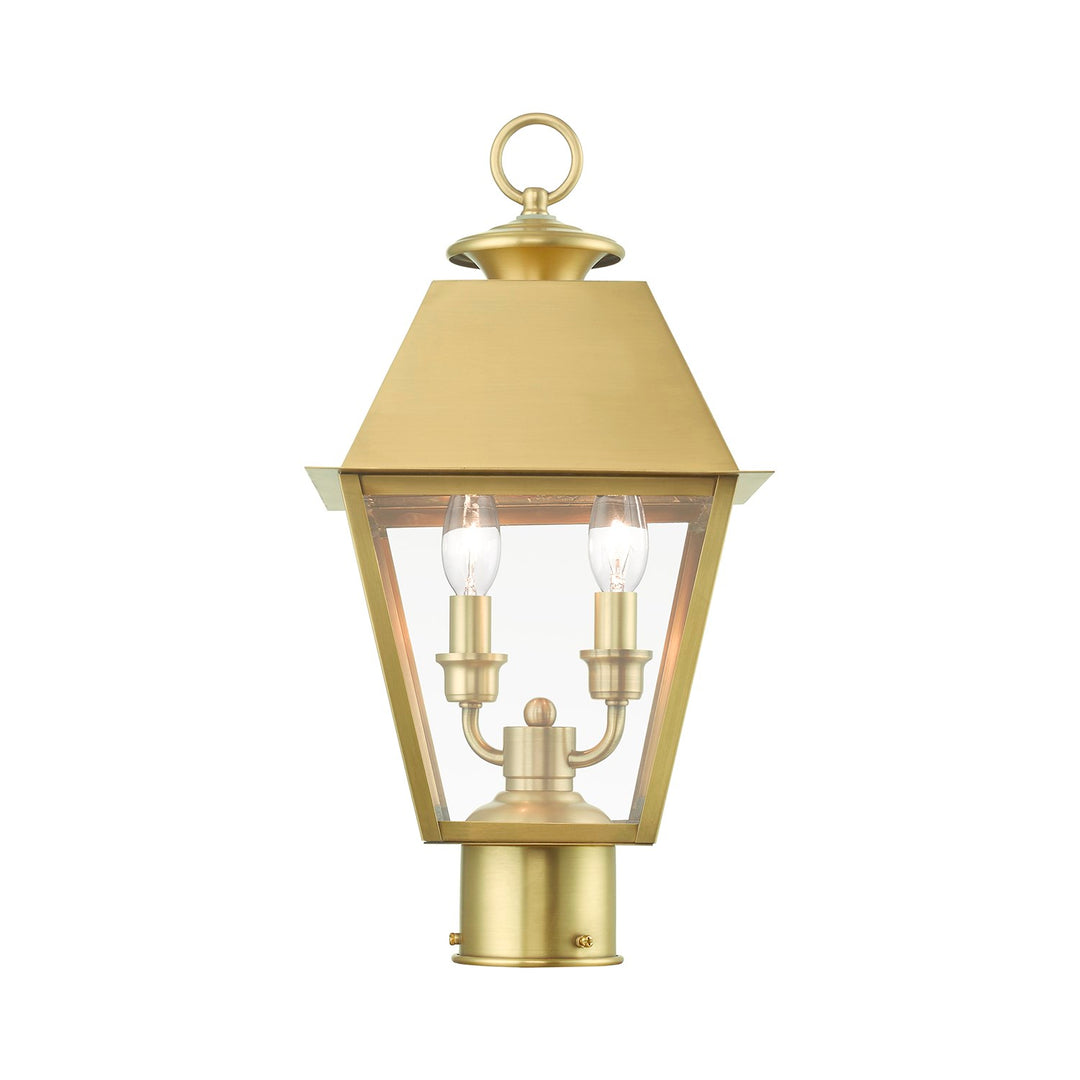 2 Light Natural Brass Outdoor Medium Post Top Lantern