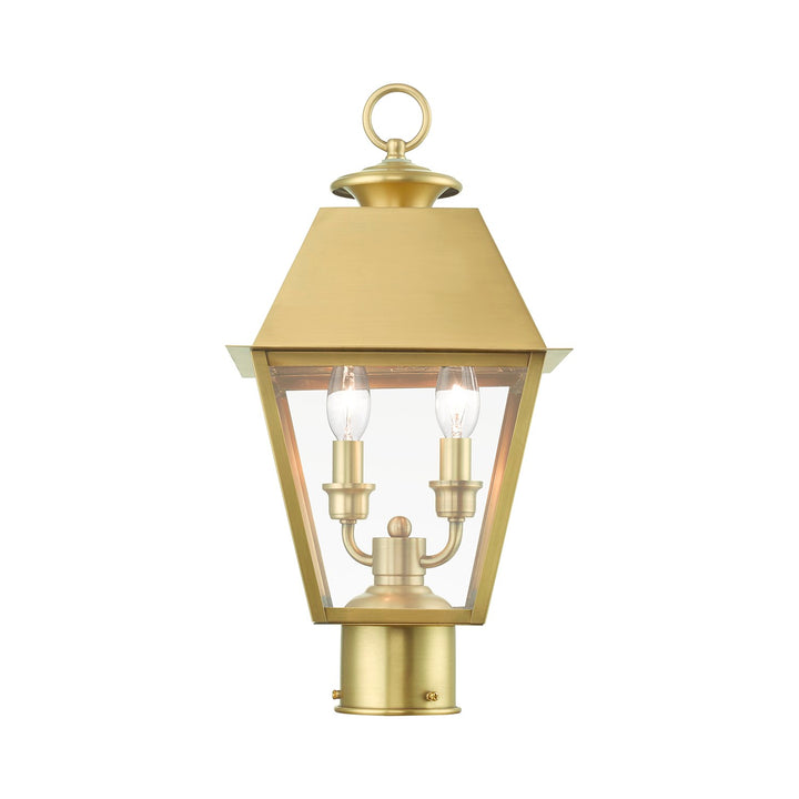 2 Light Natural Brass Outdoor Medium Post Top Lantern