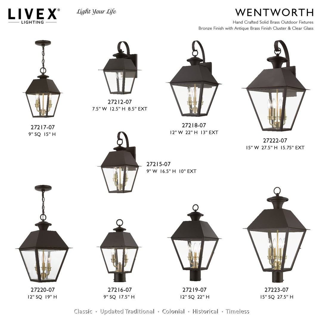 2 Light Bronze With Antique Brass Finish Cluster Outdoor Medium Post Top Lantern