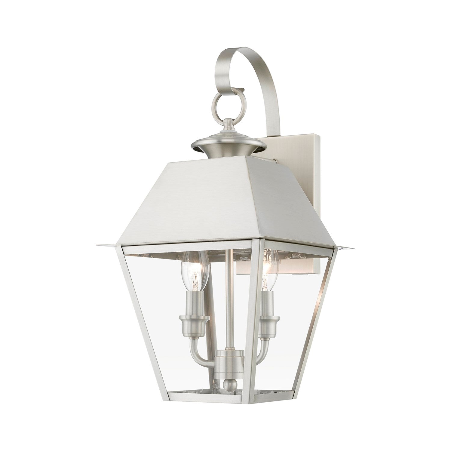 2 Light Brushed Nickel Outdoor Medium Wall Lantern by Livex Lighting