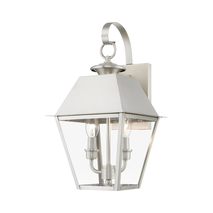 2 Light Brushed Nickel Outdoor Medium Wall Lantern by Livex Lighting