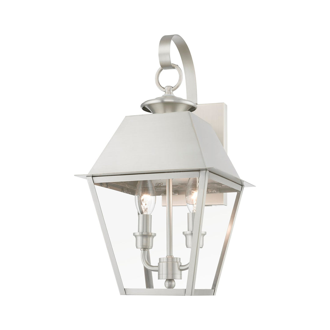 2 Light Brushed Nickel Outdoor Medium Wall Lantern
